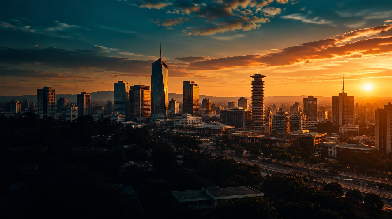 The Nairobi skyline at golden hour