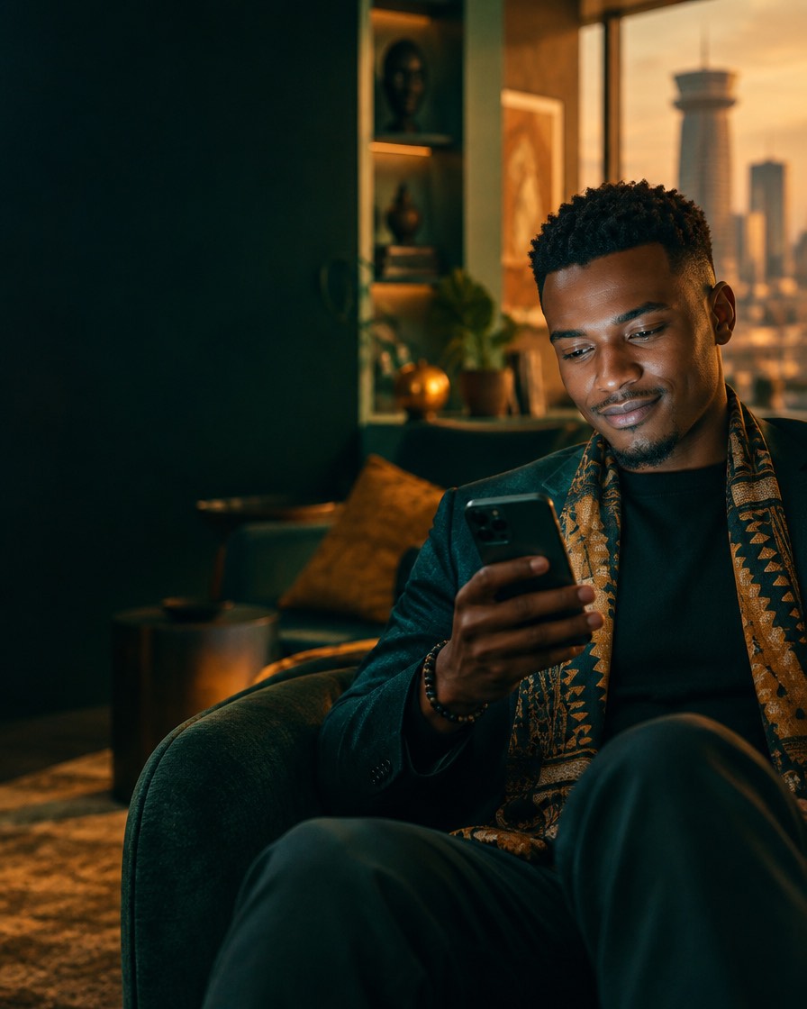 A young man signing in to his phone with a glance